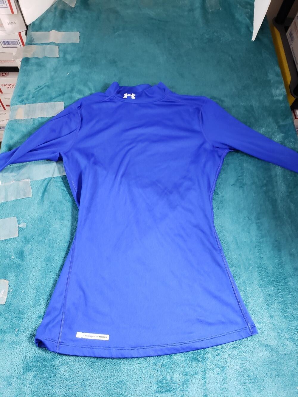Under Armour Sweatshirt Size Small Women Blue Long Sleeves Cold Gear Mock Fitted